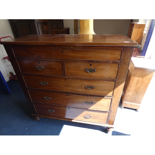 486 - 19th century mahogany chest of two short and two long drawers, 127cm.