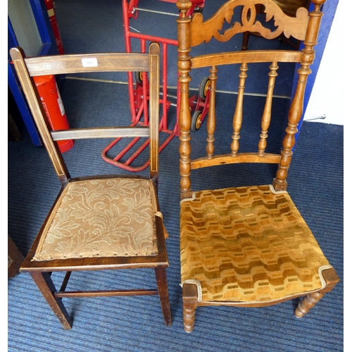 489 - Small antique nursing chair and dining chair.