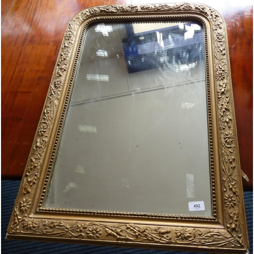 492 - Large antique gilt frame wall mirror.