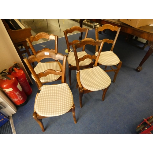 501 - Set of five rush seat country style chairs.