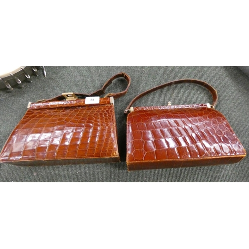 81 - Two crocodile skin handbags 1960's.