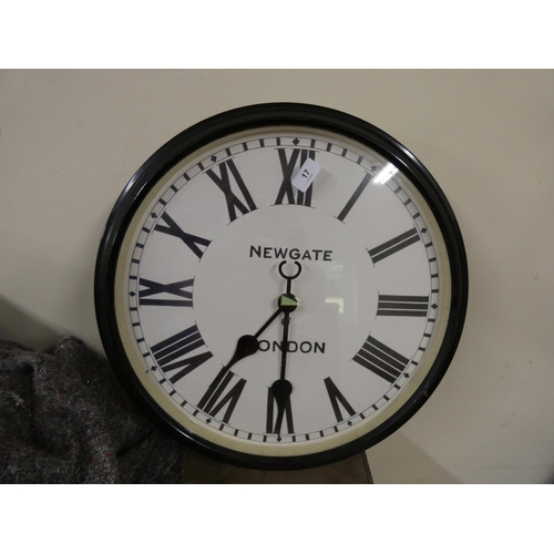 17 - Modern large Newgate London wall clock 44cm diameter.