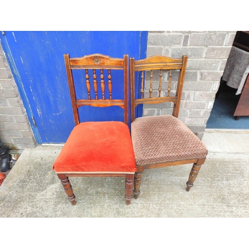 412 - Pair of Edwardian dining chairs, LLoyd loom type basket chair, Bergere type chair and another. (5)