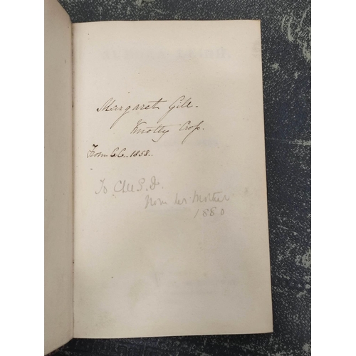 52 - BROWNING ELIZABETH BARRETT. Aurora Leigh. Nice dark morocco gilt extra, a.e.g. 1st U.S. ed., New Yor... 