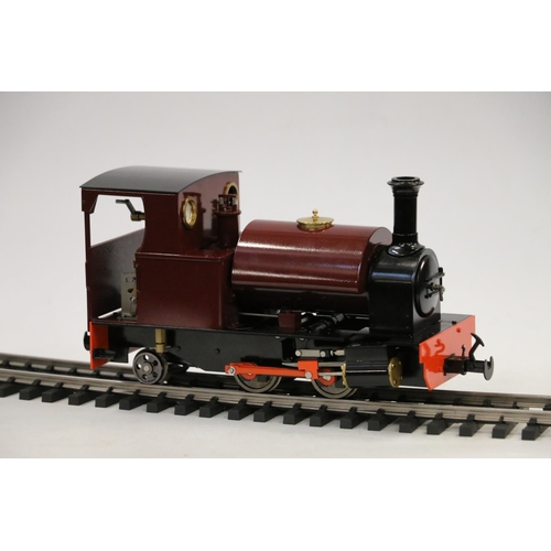 7 - Accucraft BMMC G scale model railways, a 1:19 scale live steam 0-4-2 locomotive in maroon black live... 