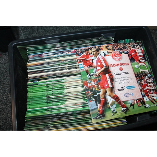 367 - Five boxes of football programmes to include Aberdeen, Hibs, Hearts, etc.