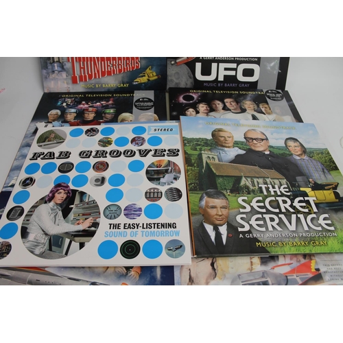 370 - Original Television Soundtrack records to include Thunderbirds on Sky Blue coloured vinyl, Captain S... 