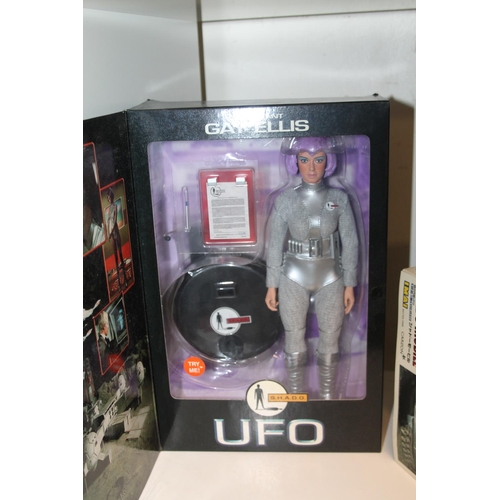 U.F.O. Shelf of collectibles to include a boxed Lieutenant Gay