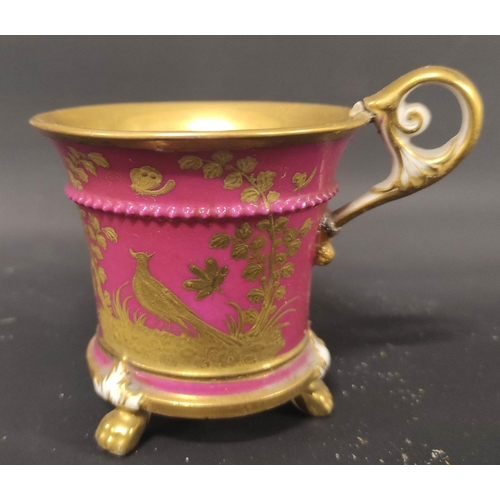 7 - Staffordshire flat back spill holder, 19th Century sucrier and cover, Continental chocolate cup and ... 