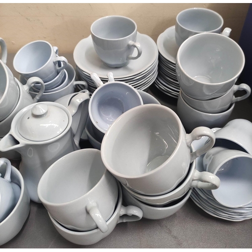 71 - Blue glazed tea and coffee ware, various cutlery and sundry textiles etc.