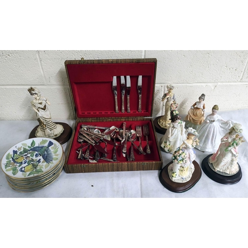 95 - Collection of collector's plates, figurines, cutlery etc.