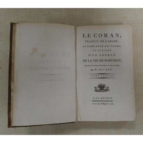 178 - SAVARY (Claude-Etienne). (Trans). Le Coran Traduit De L`Arabe, Accompagne de Notes. Vol. 1. Commence... 