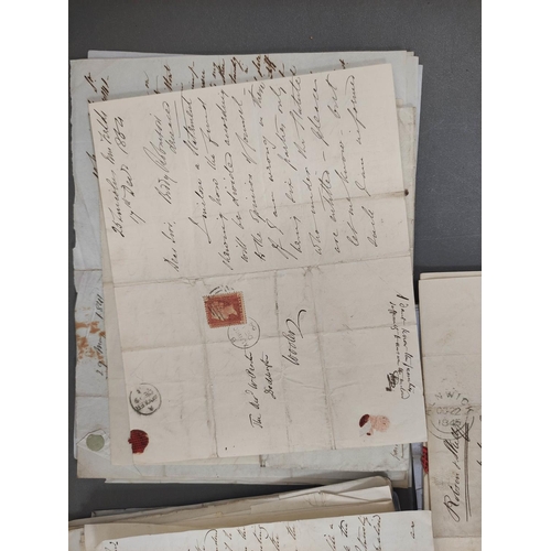 116 - Postal History - Stamped Letters.  1840-1870. Original lot of complete letters posted to Alnwick, No... 