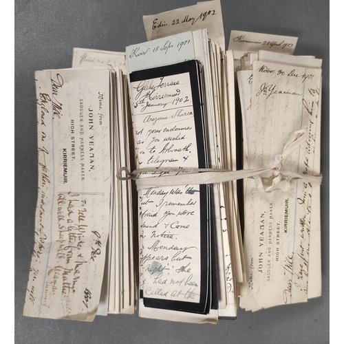 118 - Documents - Kirriemuir - Forfar - Scotland - Yeaman Family.  1901-1907. A bundle of correspondence, ... 