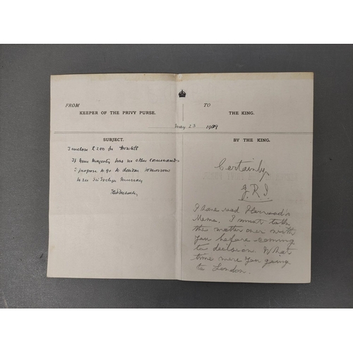 120 - Document - Royalty - King George V manuscript initialled pencil note to Ponsonby.  1929 printed crow... 