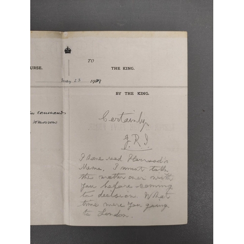 120 - Document - Royalty - King George V manuscript initialled pencil note to Ponsonby.  1929 printed crow... 