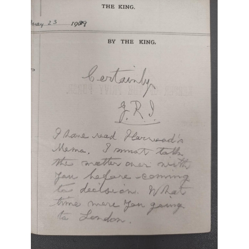 120 - Document - Royalty - King George V manuscript initialled pencil note to Ponsonby.  1929 printed crow... 