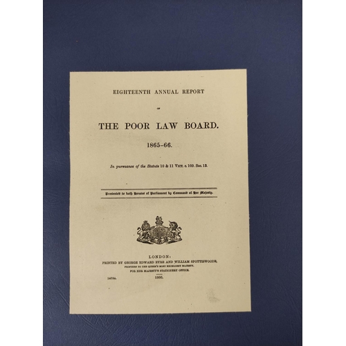 19 - The Poor Law Board.  Ninth Annual Report and Eighteenth Annual Report. 2 vols. Rebound blu... 