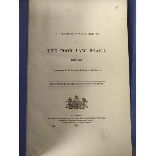 19 - The Poor Law Board.  Ninth Annual Report and Eighteenth Annual Report. 2 vols. Rebound blu... 