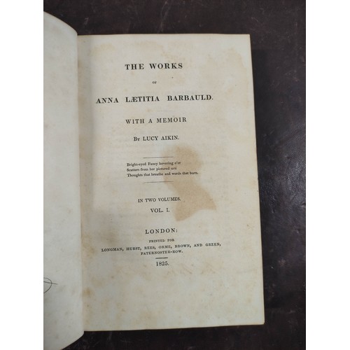 10 - AIKIN LUCY (Ed).  The Works of Mrs Laetitia Barbauld. 2 vols. Silhouette port. frontis. Rebacked cal... 