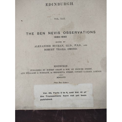 13 - ROYAL SOCIETY OF EDINBURGH.  The Meteorology of the Ben Nevis Observatories. Vols. 42 &... 