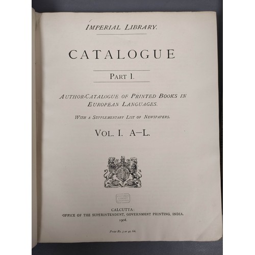 14 - IMPERIAL LIBRARY - CALCUTTA.  Catalogue. Parts 1 & 2 in four vols. Quarto & 8vo. Orig. prntd... 