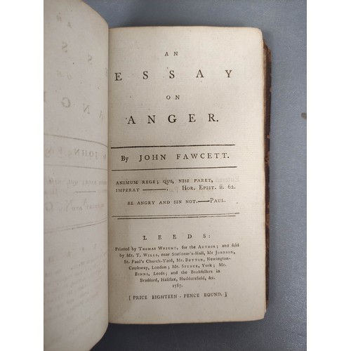 25 - FAWCETT JOHN.  An Essay on Anger. 150pp plus contents & subscriber's list. 12mo. Rebac... 