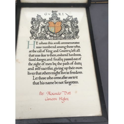 670A - Two WWI medals groups with death plaques to two brothers: 3003 Private Alexander Dott of the Cameron... 