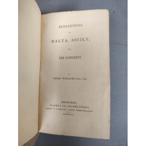 31 - WILLIAMS PENRY.  Recollections of Malta, Sicily & the Continent. Orig. embossed green ... 