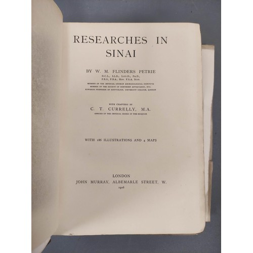 58 - FLINDERS PETRIE W. M.  Researches in Sinai. Frontis, maps & many illus. Orig. cloth, f... 