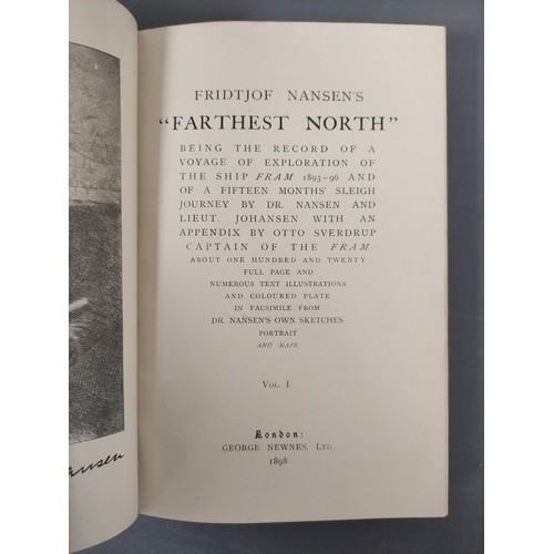 83 - NANSEN FRIDTJOF.  Farthest North. 2 vols. Col. frontis & many illus. Orig. pict. cloth... 