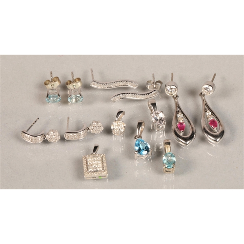 101 - Various gem set earrings and pendants