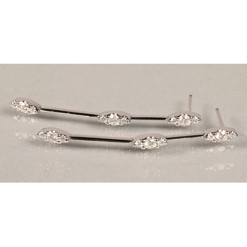 102 - 10k white gold and white stone drop earrings