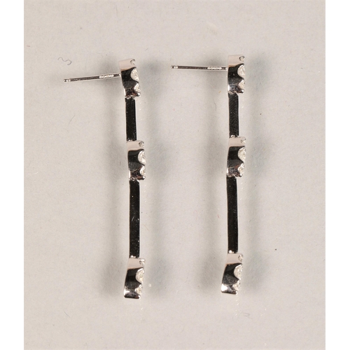 102 - 10k white gold and white stone drop earrings