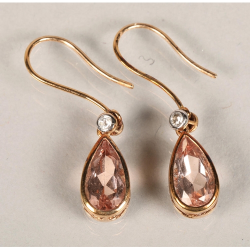 103 - 10K rose gold drop earrings with gems