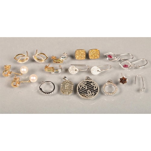 106 - Various earrings and pendants