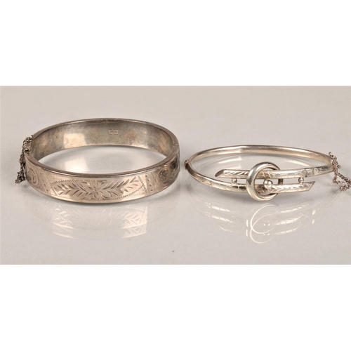 136 - Silver bangle and white metal buckle design bangle