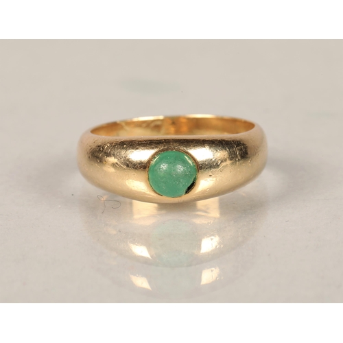 143 - Yellow metal green stone set ringring size L5.6 grams