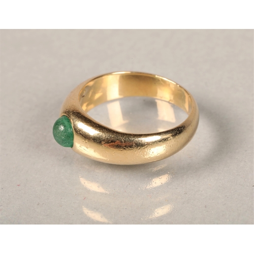 143 - Yellow metal green stone set ringring size L5.6 grams