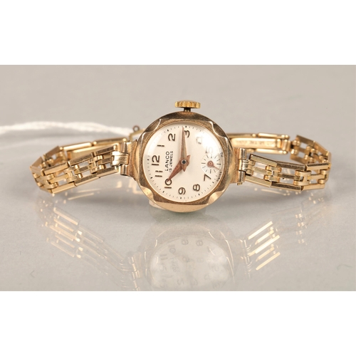 151 - 9ct yellow gold Lanco ladies watch