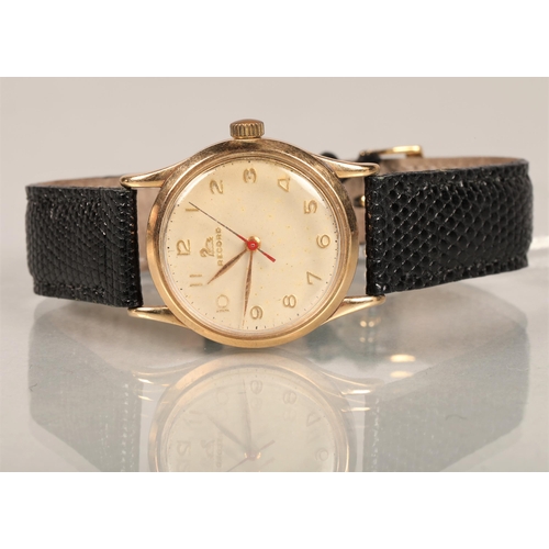 153 - Gents 9ct  gold Record gents wristwatch