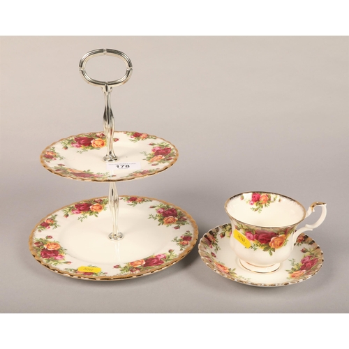 178 - Royal Albert Old Country Roses part tea set and cake stand