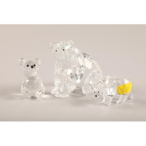 18 - Three Swarovski bears, one missing arm, boxed