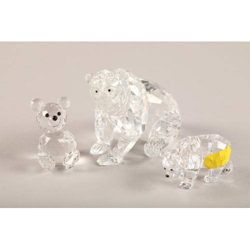 18 - Three Swarovski bears, one missing arm, boxed