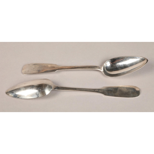 196 - Pair fiddle handled German silver serving spoons