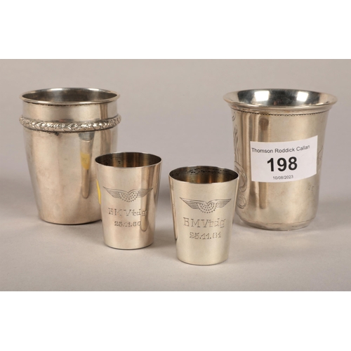 198 - Four continental silver cups