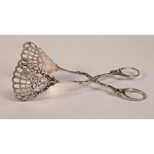 201 - Ornate German silver tongs