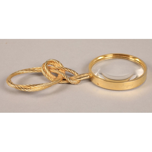 206 - Gilded metal rope design Asprey London magnifying glass