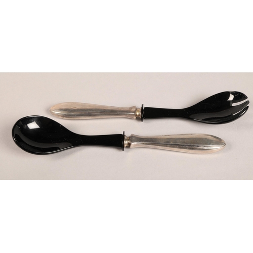 209 - White metal handled salad servers