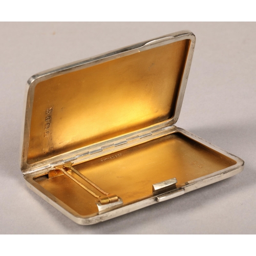 213 - Silver hallmarked cigarette case with gilded interior77 grams